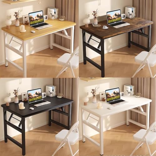 Mrsanmu 31.5 Inch Foldable Desks for Small Spaces,Foldable Desk No Assembly,Small Table for Bedroom,Rustic Brown.
