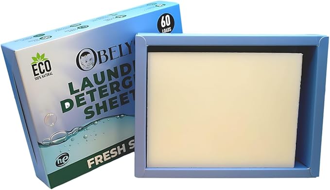 Laundry Detergent Sheets - Pre-Cut Fresh Scented Sheets for Freshness - 100% Natural Plant-Based Formula - Eco Friendly, Lightweight, Travel Ready - Up to 60 Loads in Compact Packaging