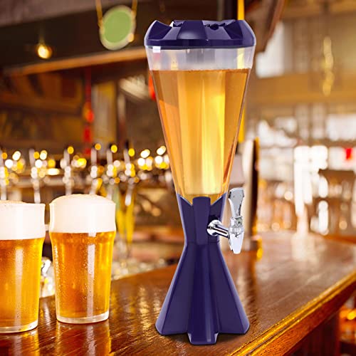 Beer Tower Dispenser 3L Cold Draft Beer Tower Beverage Dispenser with LED Lights and Ice Tube for Parties Home Bar