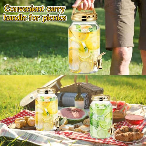 Tanlade 3 Pcs Plastic Drink Dispenser with Stand Beverage Dispenser with Sturdy Metal Base Juice Dispensers for Parties Le...