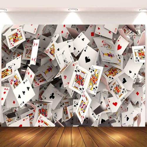 Sensfun 7x5ft Fabric Poker Backdrop 3D Playing Cards Photography Background Casino Night Birthday Party Decorations Banner...