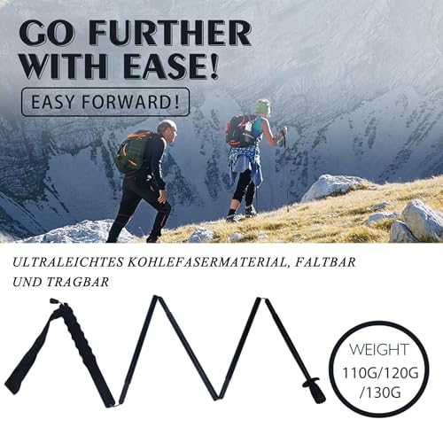 Ultralight Carbon Fibre Trekking Poles - 5-Section Adjustable Hiking Sticks with Anti-Shock Tips, Ergonomic Grips & Storag...
