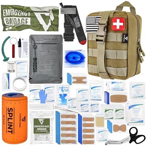 CareTac IFAK Trauma & First Aid Kit with CAT Gen 7 Tourniquet – Military-Grade Tactical Medical Kit Includes Israeli Banda...