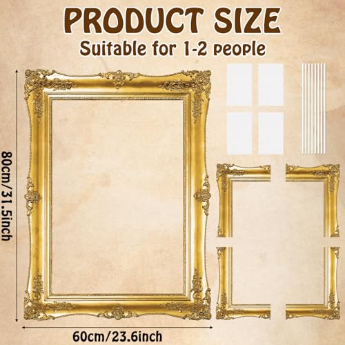 Large Photo Booth Props 32 x 24 Inch Gold Picture Selfie Frame Vintage Photo Frame Creative Friends Party Photo Props Acce...