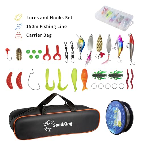 Fishing Pole Kit, Carbon Fiber Telescopic Fishing Rod and Reel Combo with Spinning Reel, Line, Bionic Bait, Hooks and Carr...