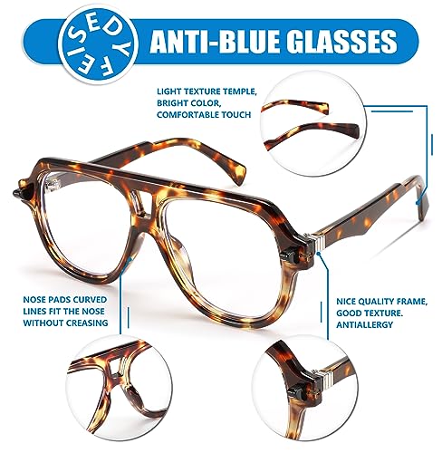FEISEDY Aviator Frame Glasses for Women Men Blue Light Blocking Glasses Anti Glare Computer Eyeglasses B0039
