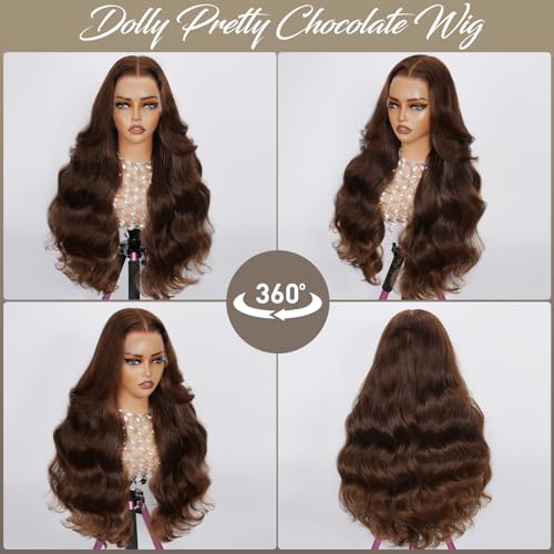 Chocolate Brown Lace Front Wig 13x6 Body Wave Lace Front Wigs Human Hair 200 Density Pre Plucked 4# Colored Wigs 22 Inch