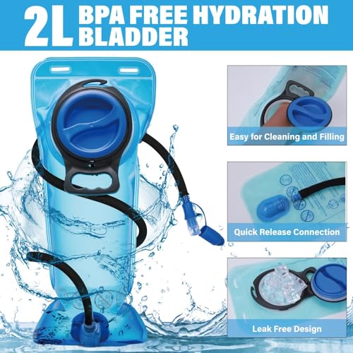 15L Insulated Hydration Backpack Pack with 2L Water Bladder Lightweight Hiking Backpack Bag for Women Men Daypack for Hiki...