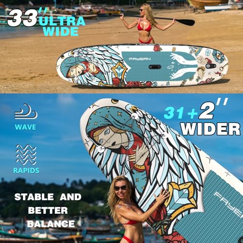 Inflatable Paddle Board,Extra Wide 10.6'/11' Stand Up Paddle Board with Sup Accessories,400lbs Capacity for Family with Sa...