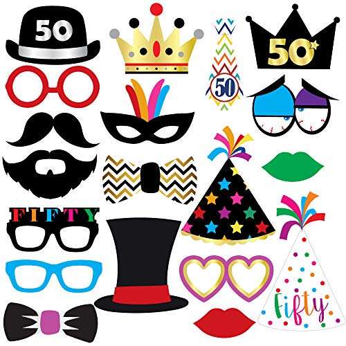 50th Birthday Photo Booth Party Props - 40 Pieces - Funny 50th Birthday Party Supplies, Decorations and Favors