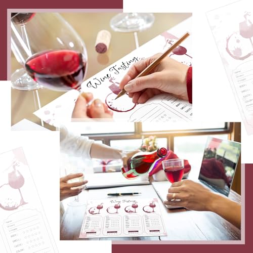 Gandeer 48 Pcs Wine Tasting Placemats Set Wine Score Rating Sheet Disposable Paper Placemat for Christmas Thanksgiving Bir...