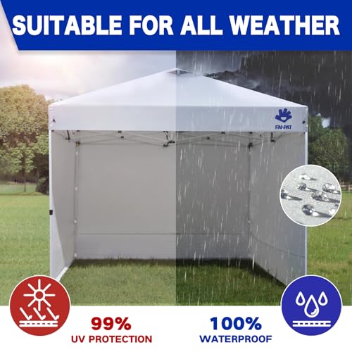 Fanpat Instant Canopy Tent Sidewalls for 10x10 Pop Up Canopy 210D Waterproof,4 Piece Sidewalls, with Doors,White(4PCS Side...