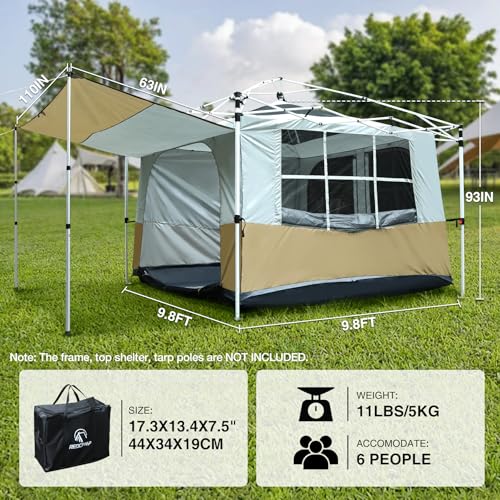 REDCAMP Camping Inner Tent for Pop Up Canopy, Cube Tent Converts 10"x10" Straight Leg Canopy into Camping Tents, Fully Ven...