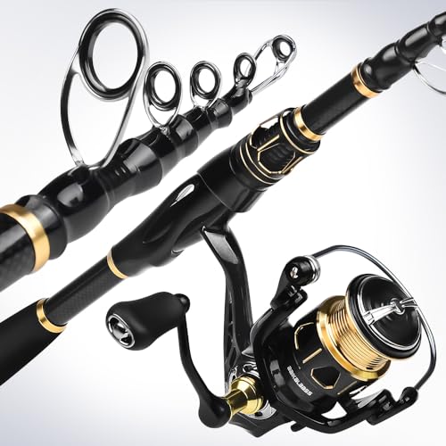 Fishing Rod and Reel Combo - Carbon Fiber Telescopic Fishing Pole with 2000 Spinning Reel Combos - Sea Saltwater Freshwate...