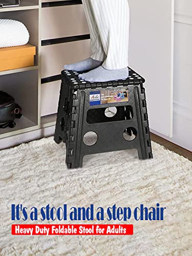 ACKO Folding Step Stool 13 inch Heavy Duty Plastic Foldable Step Stool for Kids and Adults, Small Collapsible Fold Up Step...