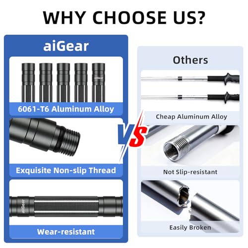 aiGear G2 Tactical Stick Hiking Walking Staff - Trekking Poles Outdoor Adjustable Hiking Stick for Camping Hiking 5-8 Tube...