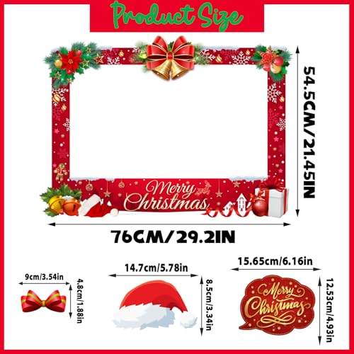 Christmas Photo Booth Props Kit, 24Pcs Fun Photo Props & Selfie Frame for Christmas Photos Decoration, Funny Santa & Ginge...