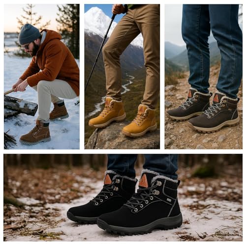 Mishansha Men's Waterproof Snow Boots, Insulated Warm Lined Winter Boot for Cold Weather, Non-Slip Outdoor Trekking Hiking...