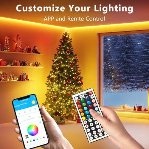 DAYBETTER LED Strip Lights 110ft, Smart Lighting Strips with App Remote Control, RGB Music Sync Color Changing Lights for ...