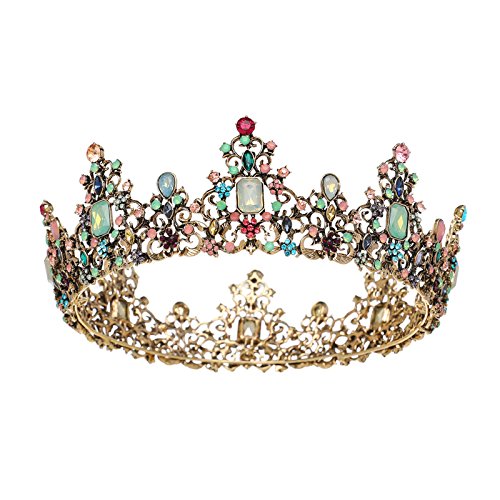 SWEETV Queen Crown for Women - Baroque Wedding Tiaras and Crowns,Jeweled Tiara Crown,Prom Birthday Halloween Hair Accessories