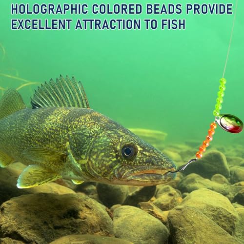 Alwonder 100-Pack Fishing Beads Holographic Beads for Fishing Rigs Lures Salmon Trout Steelhead Fish Bead Saltwater Freshw...