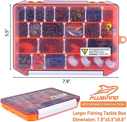 PLUSINNO Fishing Rod and Reel Combos, 263Pcs Fishing Tackle Kit with Tackle Box, Saltwater Freshwater Resistant Fishing Gear