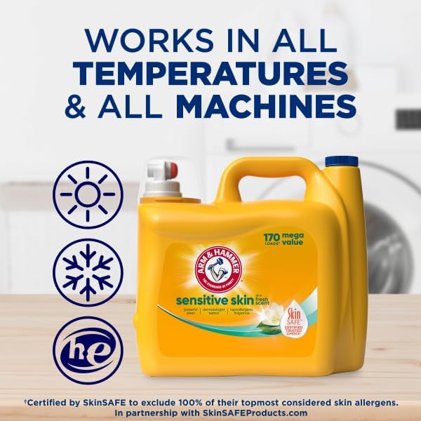 ARM & HAMMER Sensitive Skin Plus Fresh Scent, 170 Loads Liquid Laundry Detergent, 170 Fl oz