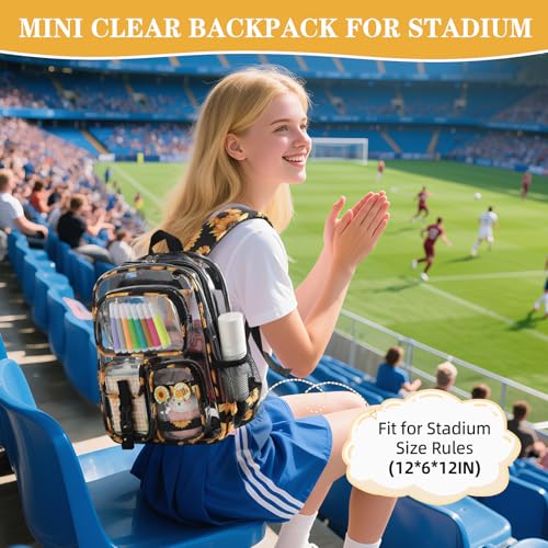 Unineovo Mini Clear Backpack for Stadium Approved 12x6x12, Small Transparent Backpacks Plastic See Through Clear Bag for K...