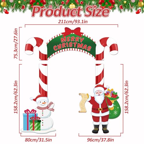 Christmas Door Banner Snowman and Santa Claus Party Porch Banners Merry Hanging Backdrop Candy Cane Photo Booth Props for ...