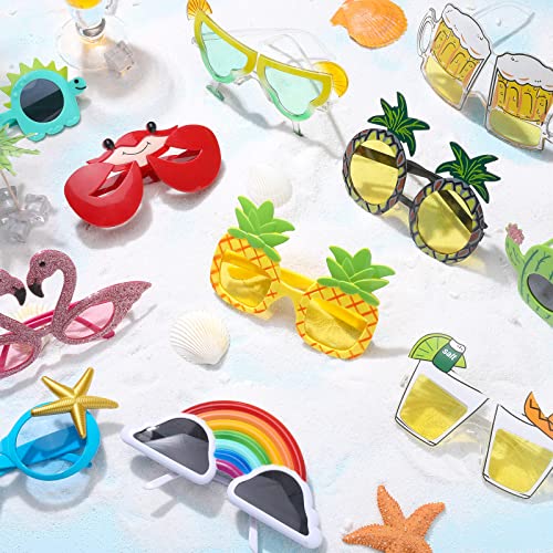 24 Pcs Luau Sunglasses - Funny Hawaiian Glasses for Tropical Beach Themed Party Supplies - Plastic Eyeglasses for Photo Bo...