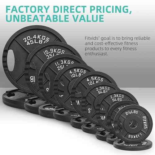 Fitvids Barbell Weight Set, Cast Iron 1" Standard Weight Plates Including 5FT Standard Barbell Bar & Star Locks, 45 Pounds Set (35 Lbs Plates + 10 Lbs Barbell Bar), Multiple Packages