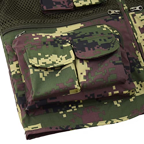 Ziker Men's Mesh Breathable Openwork Camouflage Journalist Photographer Fishing Vest Waistcoat Jacket Coat