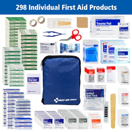 First Aid Only 298 Piece All-Purpose Emergency First Aid Kit for Home, Office, Car, Apartment, Dorm, and Camping, Travel-F...