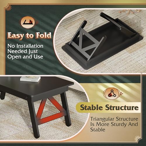 WLIVE Folding Coffee Table, Modern Portable Small Coffee Table with No Assembly Needed for Living Room, Home, Small Space,...