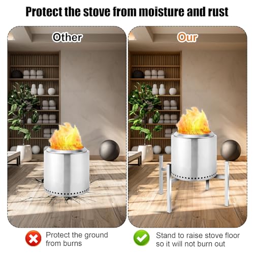 15-27 Inch Fire Pit Stand, Fire Pit Cooktop Frame Stainless Steel Camping Chiminea Rack for Outdoor Fireplace Holder Acces...