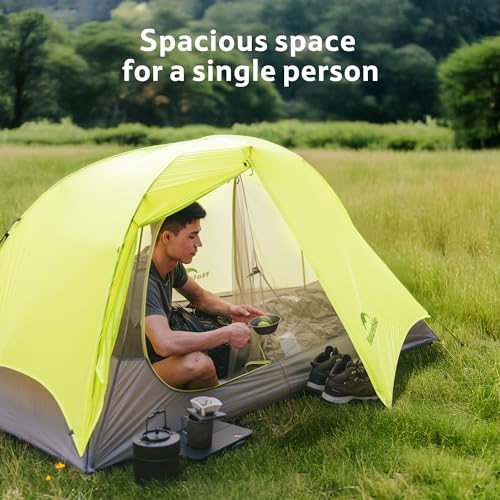 Naturehike Star Trail 2.3lb One Person Tent, Easy Setup, Compact, Spacious, Ultralight 1 Person Backpacking Tent for Campi...