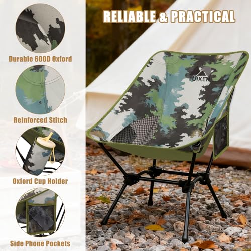 TUIKEN Ultralight Camping Chair Backpacking Chair, Portable Camp Chair with Cup Holder & Storage Bag, Lightweight Compact ...