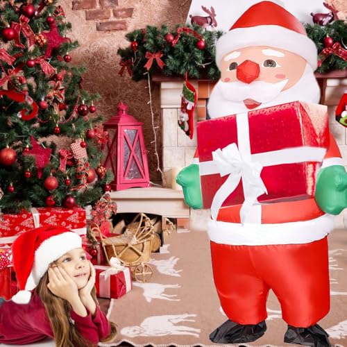 MXoSUM Inflatable Christmas Elf Snowman Costume for Adult Funny Blow up Santa Claus Gingerbread Man Costume