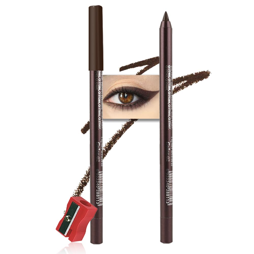 Kaely Gel Eyeliner Pencil for Women, Dark Brown Eye Liner Waterproof Smudge Proof with Sharpener, Waterline Eye Makeup Liners, d