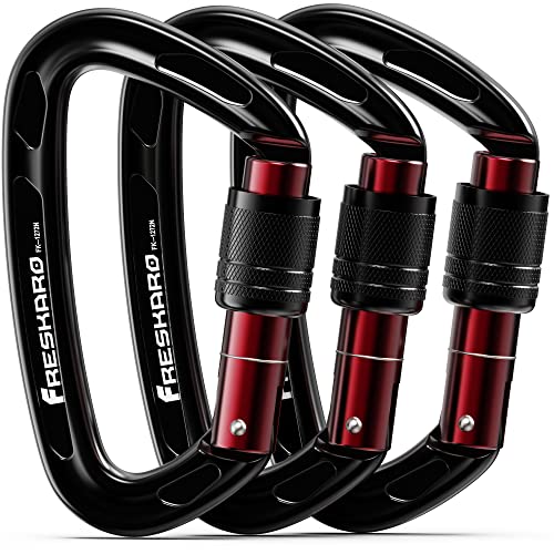 FresKaro 4inches 25kN-5621lbs Climbing Carabiners, UIAA CE Certified, Screw Lock, 7075 Aluminium, Lightweight, Rust Proof,...