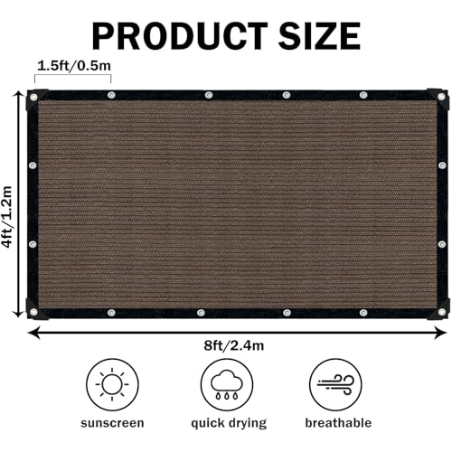 IMSGVIFO Mocha Sun Shade Cloth,Pergola Shade Cover with Reinforced Grommets,90% Shade Fabric Fence Privacy Screen Balcony,...