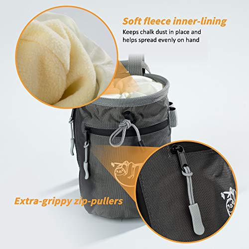 Chalk Bag for Rock Climbing, Climbing Chalk Bag for Bouldering with 2 Large Zipper Storage Pockets, Premium Gym Chalk Bag ...