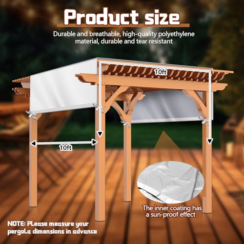 Wowangce Universal Pergola Replacement Canopy Outdoor Canopy Shade Cover Waterproof Shade Top Cover for Outdoor Patio Porc...