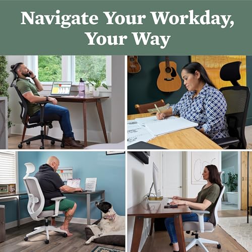 HON Altern Ergonomic Office Chair with Headrest, Arms, Wheels, Foam Cushion Seat, Mid Back Home Office Desk Chair Comfy, G...
