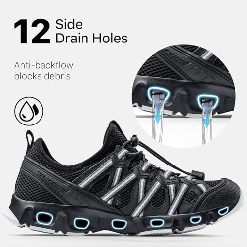 Men's Quick-Dry Water Shoes for Hiking Fishing Lightweight Water Sneakers with Non-Slip Sole Drainage Holes Breathable Mes...