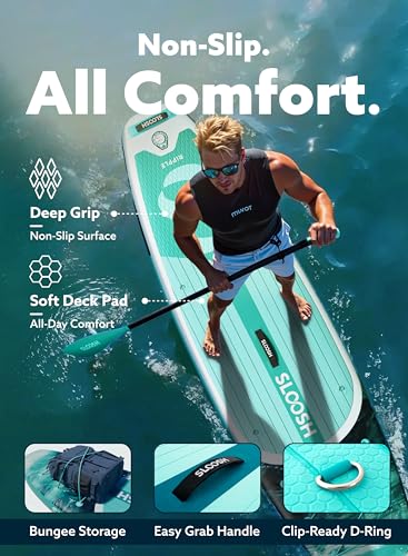 SLOOSH Inflatable Stand Up Paddle Board, 10'6" Paddle Boards with Premium Accessories, Non-Slip EVA Deck, Ultra-Light Carr...
