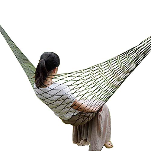Camping Hammock, Comfortable Outdoor Nylon Mesh Rope Hanging Bed Suitable for Camping Hiking