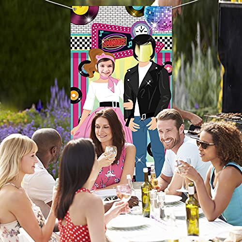 Irenare 50s Party Decorations for Parties, Large 50's Photo Diner Backdrop, Back to 50's Rock and Roll Banner Backdrop, 19...