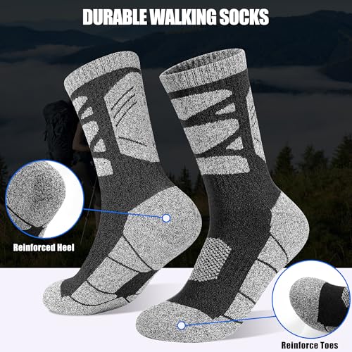 GRPSKCOS Hiking Socks Men 3 Pairs Cushioned Walking Socks Men Crew Sock for Outdoor Hiking Running Climbing