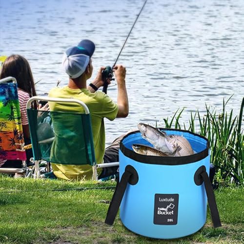Collapsible Bucket 5 Gallon Container Folding Water Bucket Portable Wash Basin for Outdoor Travelling Camping Fishing Gard...